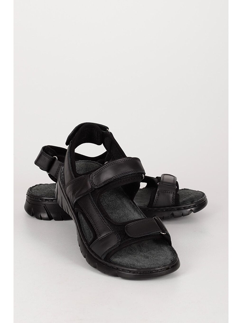 Siyah Hakiki Deri Erkek Sandalet 42666