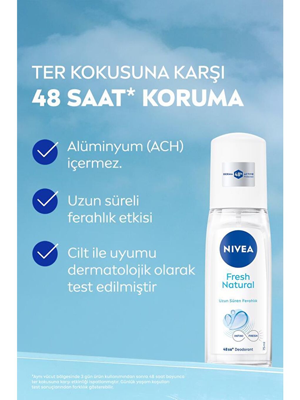 Kadın Pump Sprey Deodorant Fresh Natural 48 Saat Deodorant Koruması 75 ml, 48 Saat Koruma-2