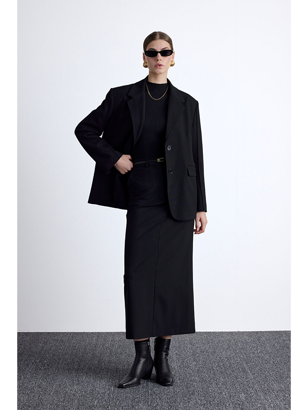 Klasik Kesim Blazer Ceket Siyah-2