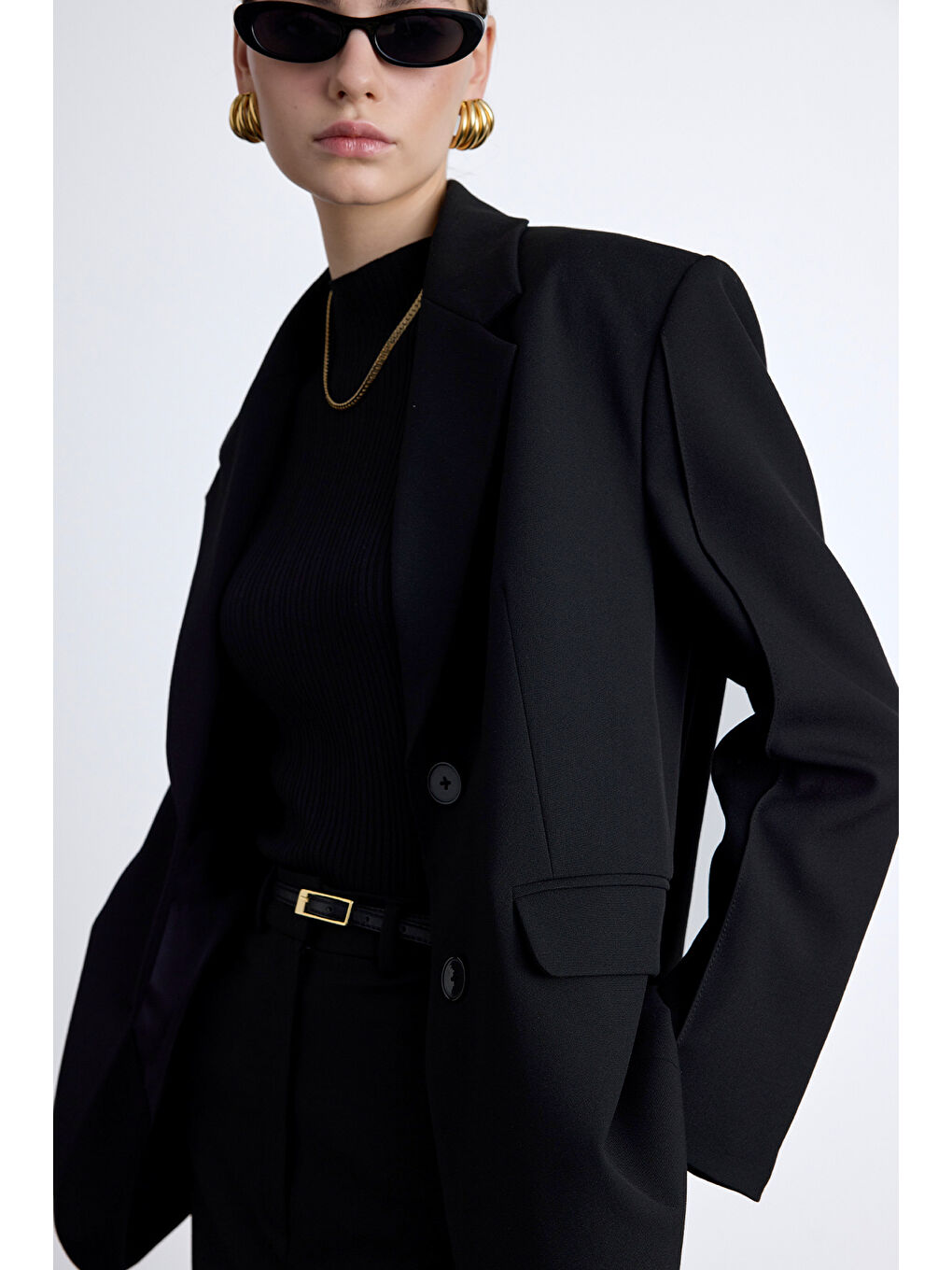 Klasik Kesim Blazer Ceket Siyah-3