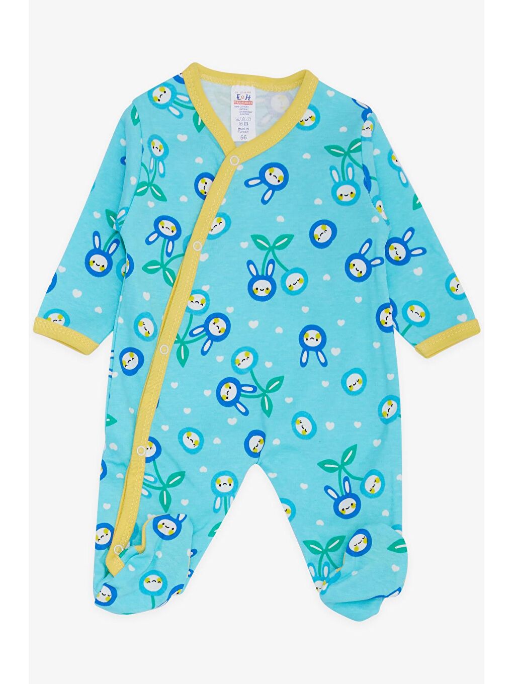 Erkek Bebek Hastane Çıkışı 8 li Gülenyüz Kiraz Desenli Turkuaz (0-3 Ay)-3