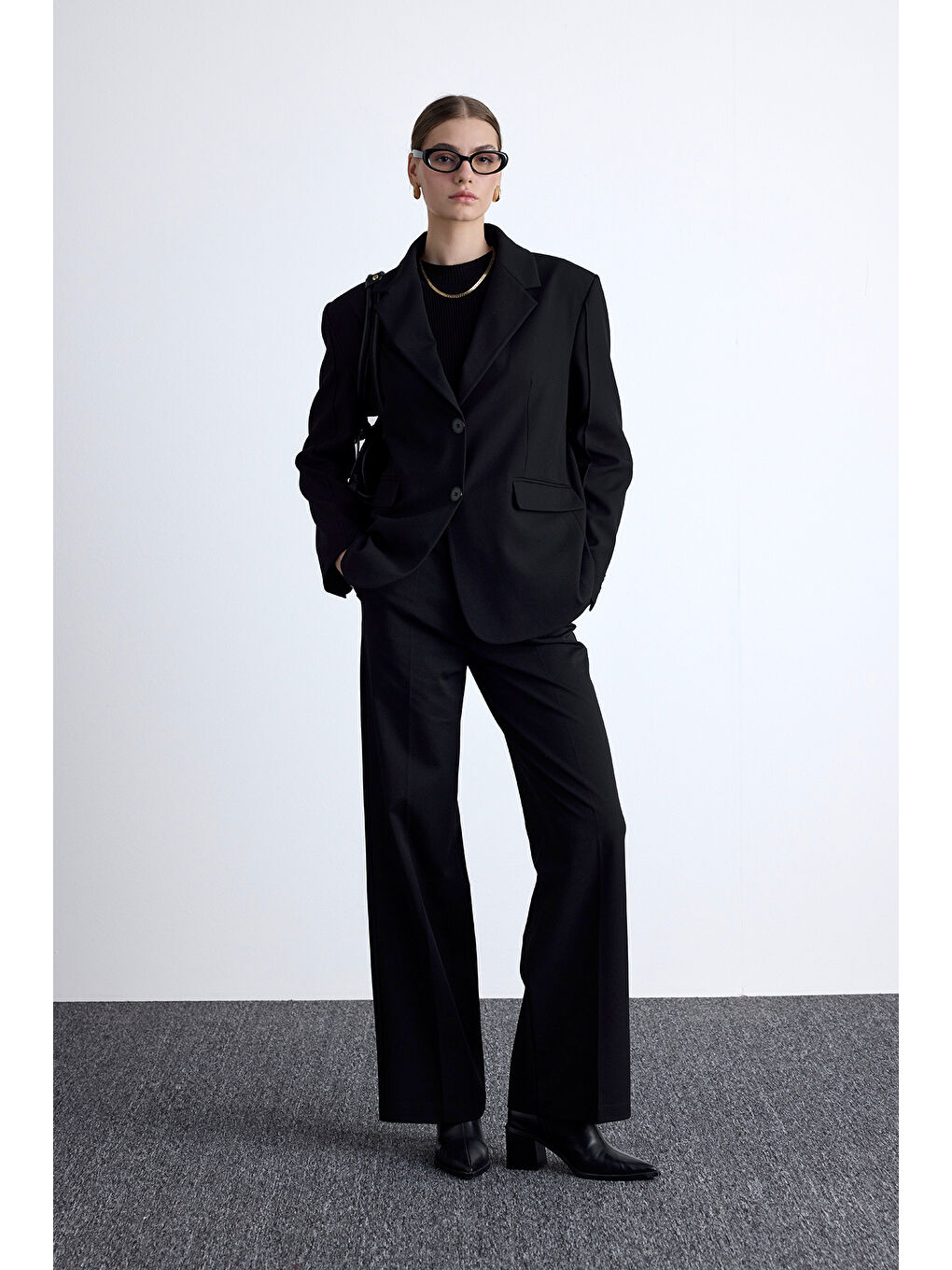 Klasik Kesim Blazer Ceket Siyah-4