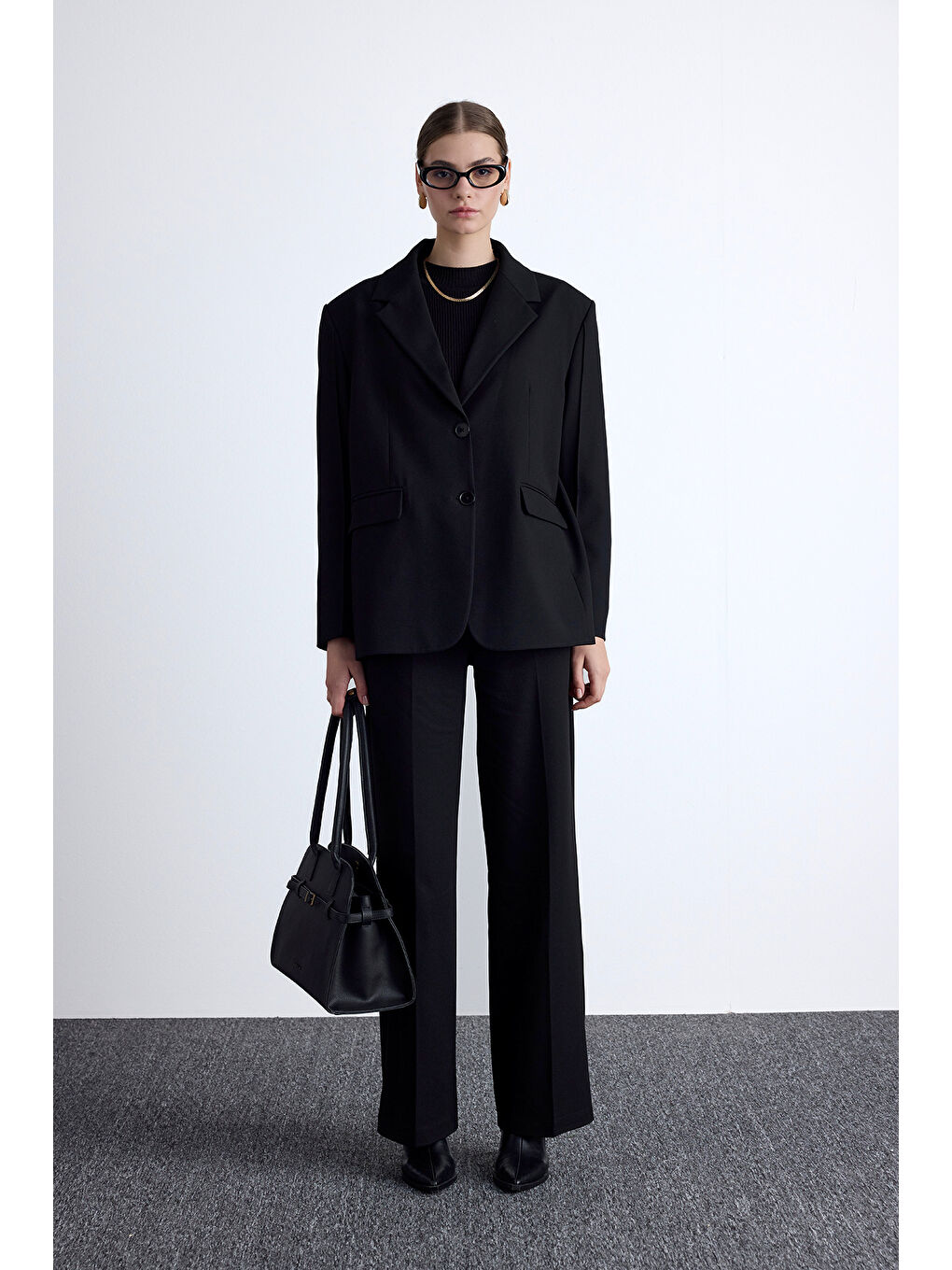 Klasik Kesim Blazer Ceket Siyah-6