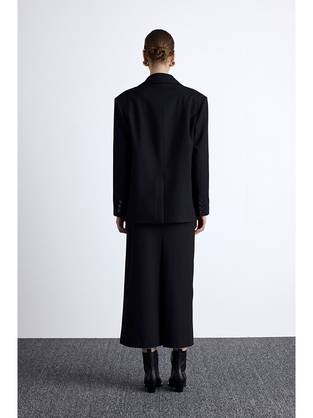 Klasik Kesim Blazer Ceket Siyah-7