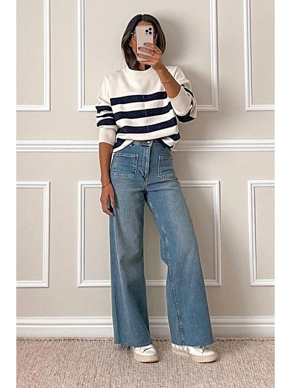 Koyu Mavi Ön Cepli Kadın Jean Pantolon Mg2500-1