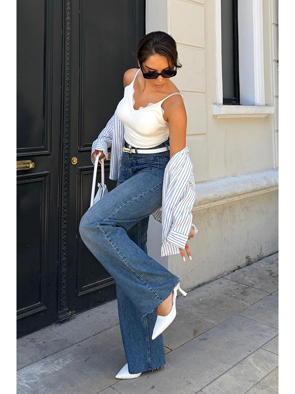 Koyu Mavi Ön Cepli Kadın Jean Pantolon Mg2500-2