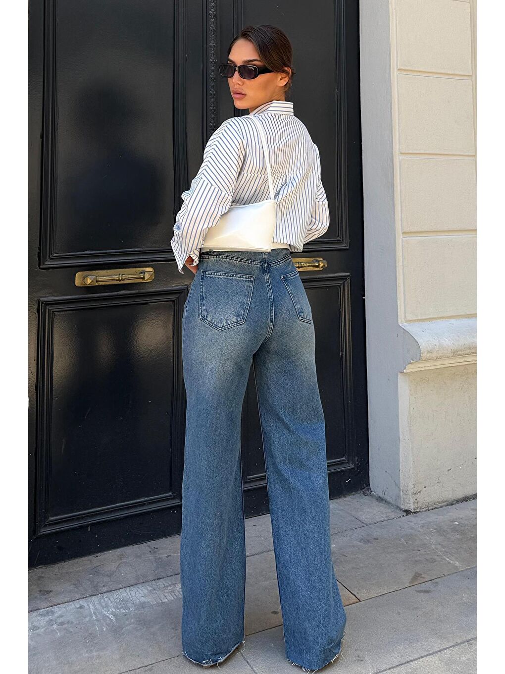 Koyu Mavi Ön Cepli Kadın Jean Pantolon Mg2500-3