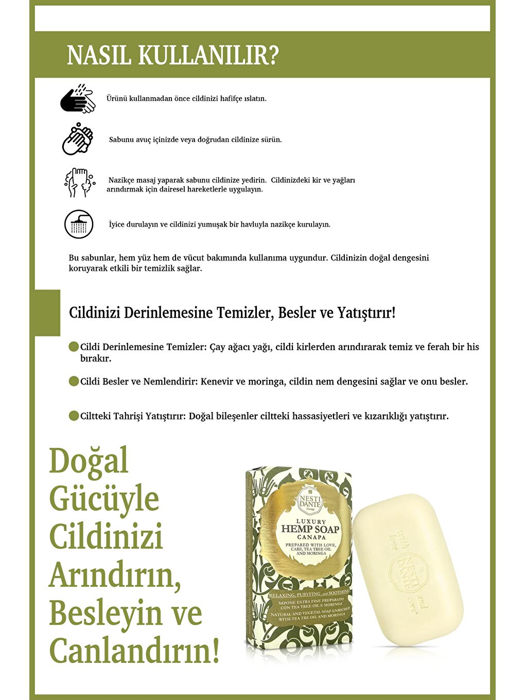 Luxury Hemp Canapa Katı Sabun 250gr | Antioksidan Ve Detoks | Kenevir Özlü-3