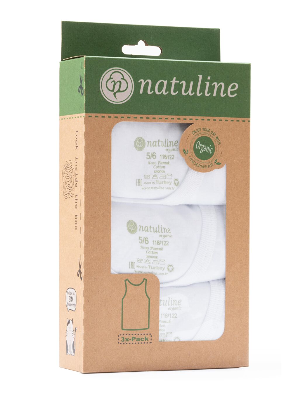 Beyaz Kız Çocuk Organik Pamuklu Ribana İp Askılı Atlet 3'lü Paket-4