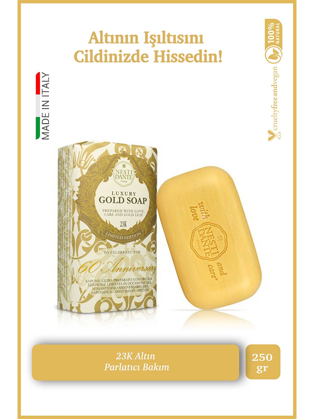 Luxury Gold Katı Sabun 250gr | Aydınlatıcı Ve Besleyici | Altın Özlü