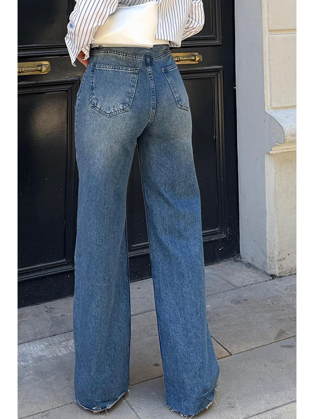 Koyu Mavi Ön Cepli Kadın Jean Pantolon Mg2500-7