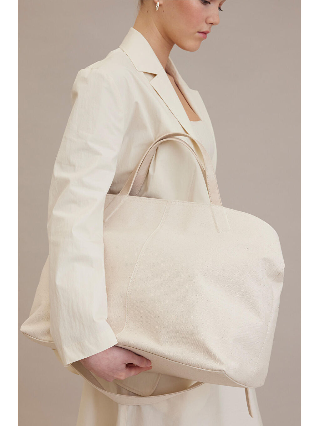 Bej Kanvas Tote Bag Natural