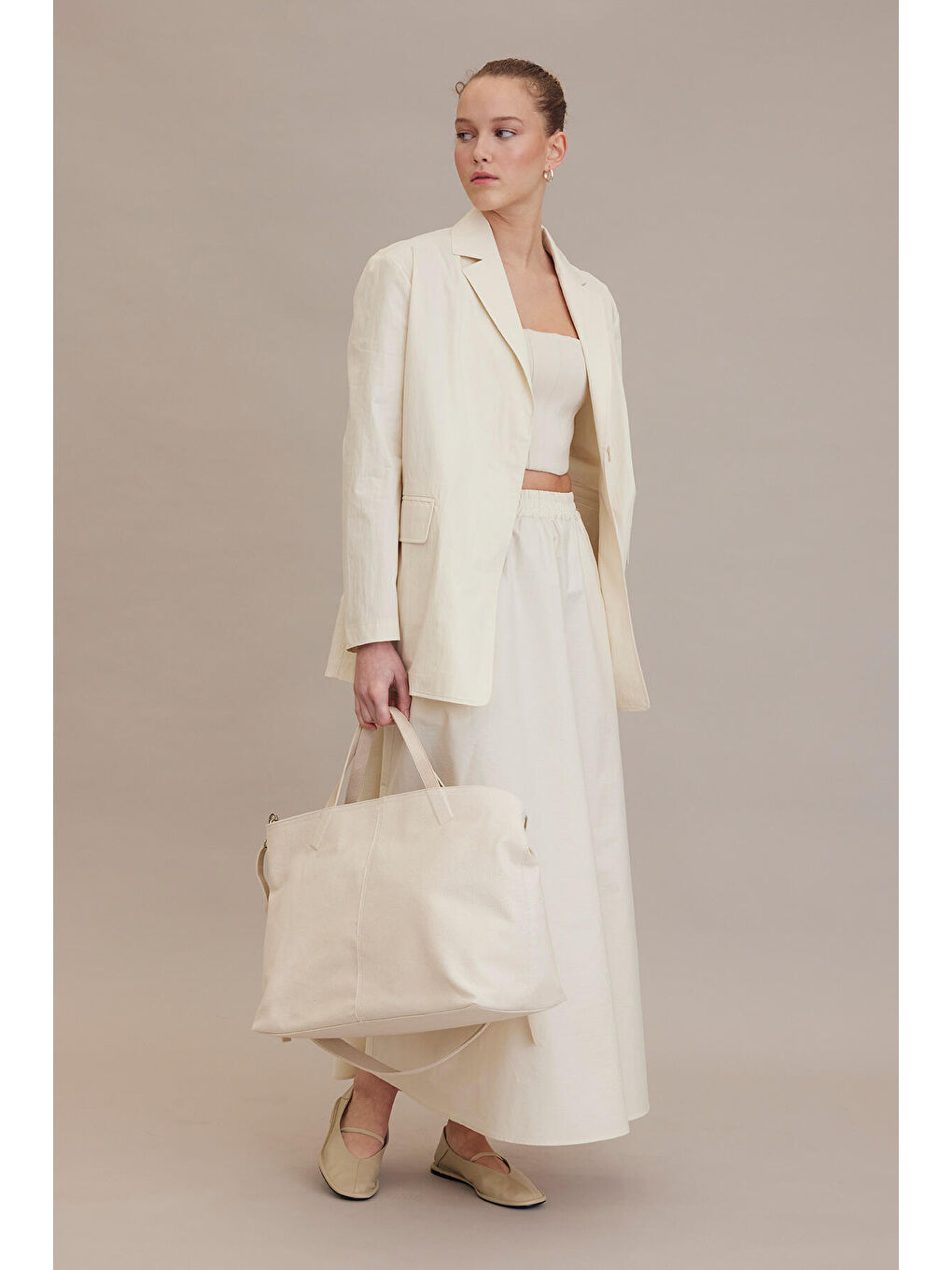 Bej Kanvas Tote Bag Natural-1