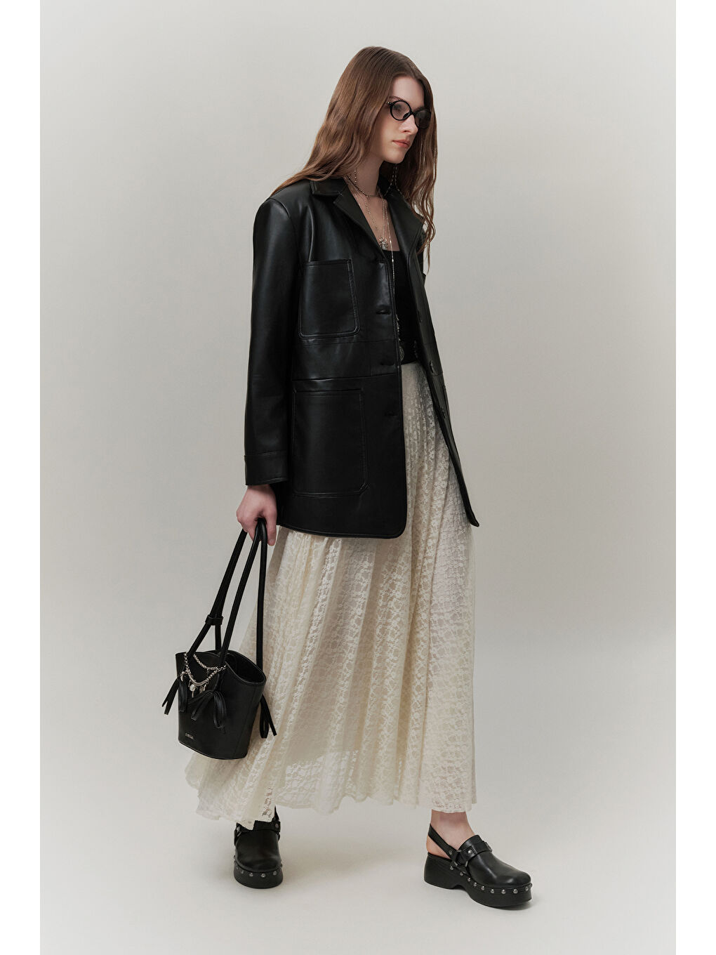 Dantel Piliseli Etek Ekru