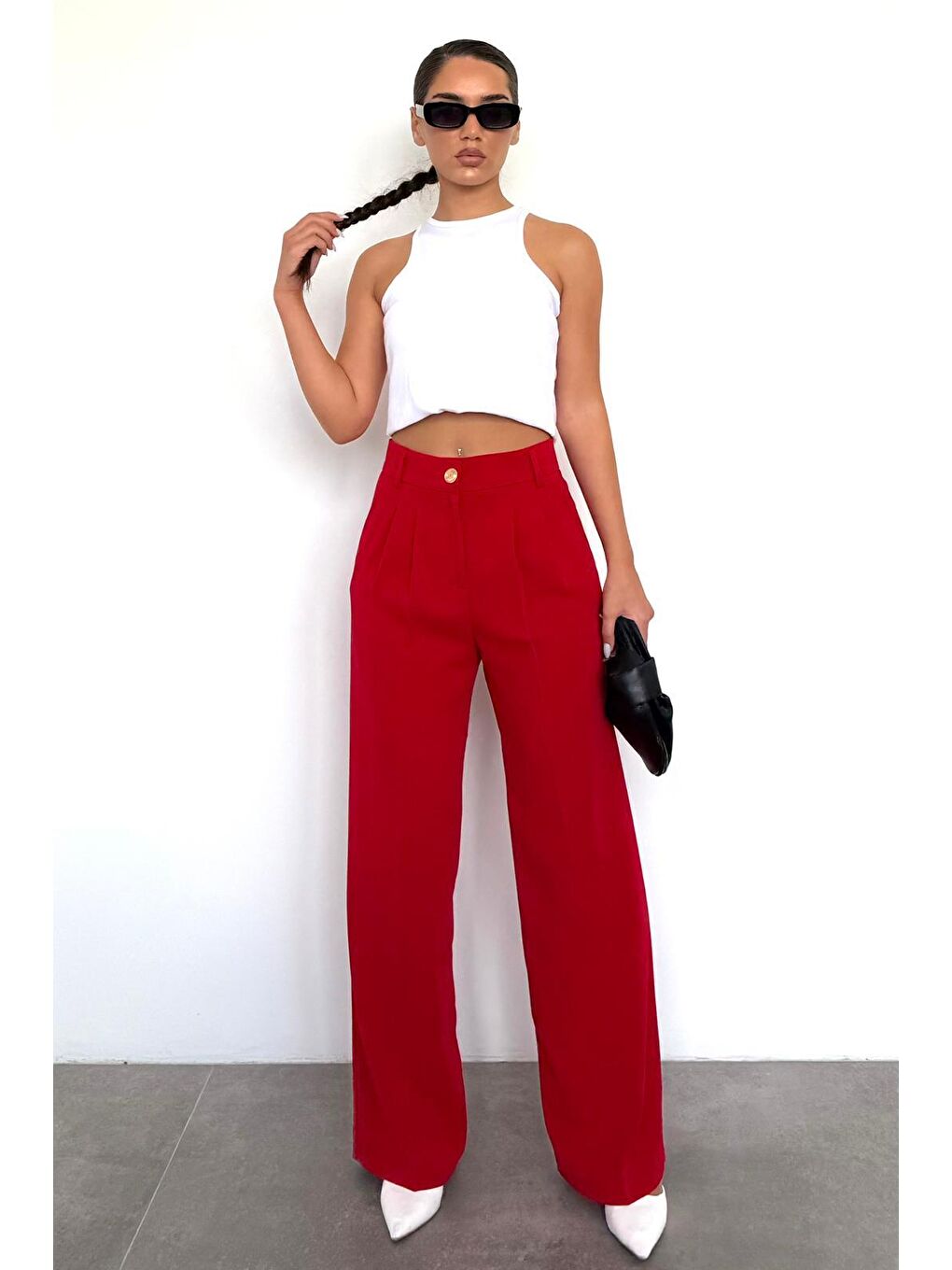 Kırmızı Kadın Palazzo Pantolon Mg2525