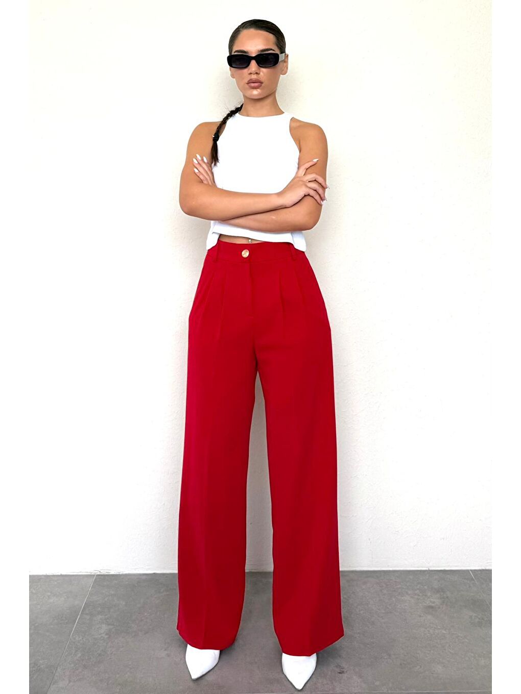 Kırmızı Kadın Palazzo Pantolon Mg2525-1