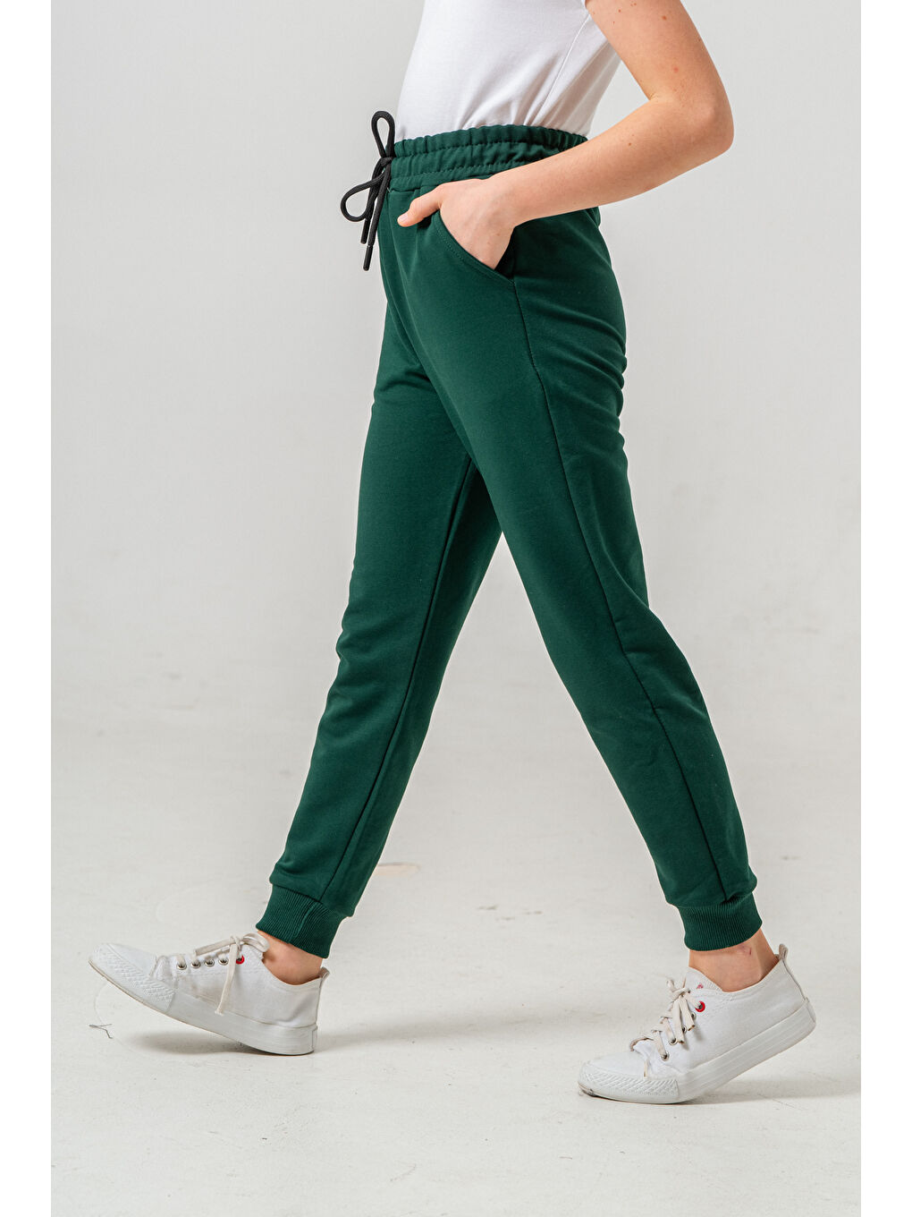 Erkek Çocuk Koyu Yeşil Beli Lastikli 7-13 Yaş Jogger Eşofman Alt - 65134-3-3