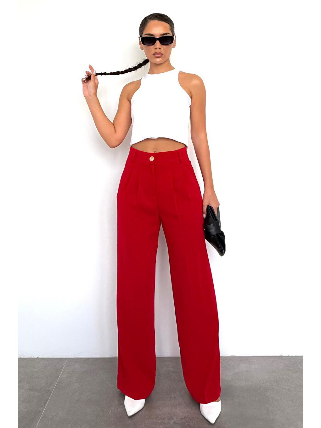 Kırmızı Kadın Palazzo Pantolon Mg2525-2