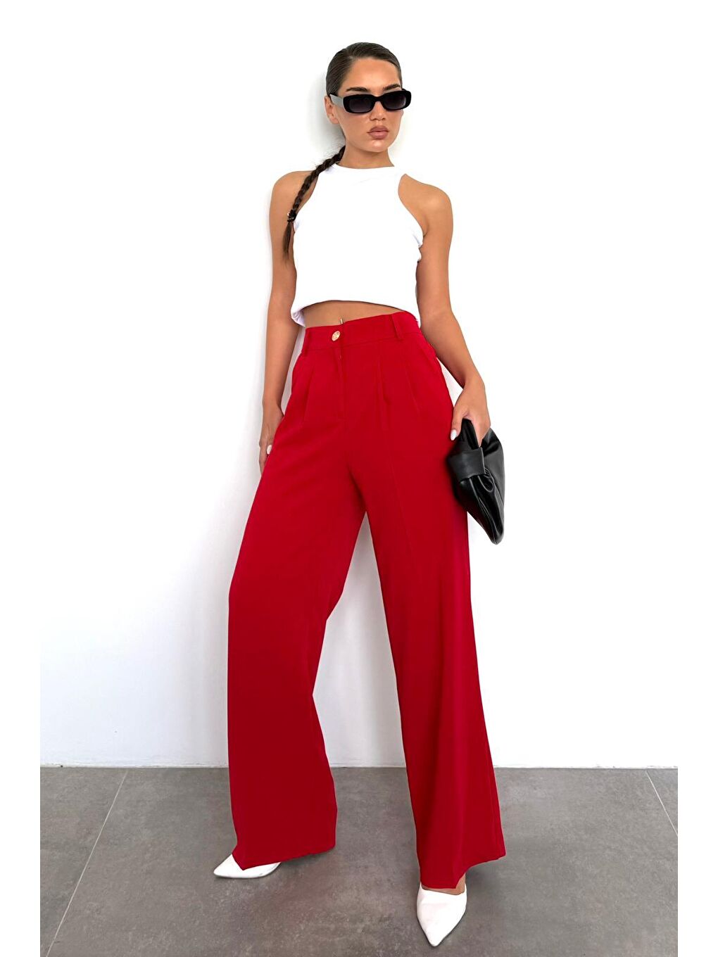 Kırmızı Kadın Palazzo Pantolon Mg2525-3