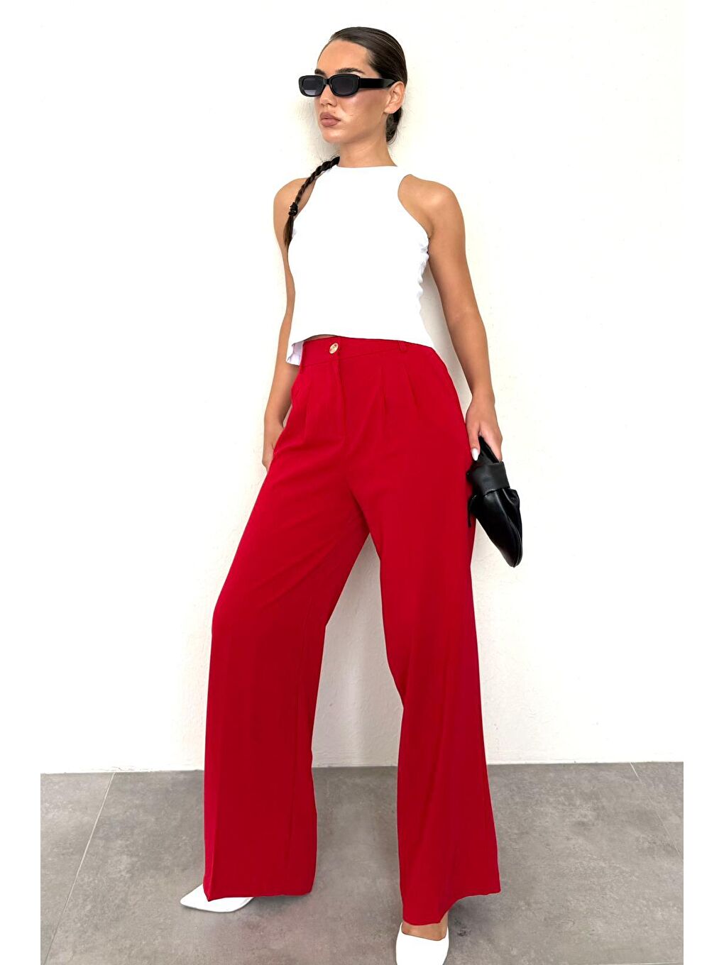 Kırmızı Kadın Palazzo Pantolon Mg2525-4