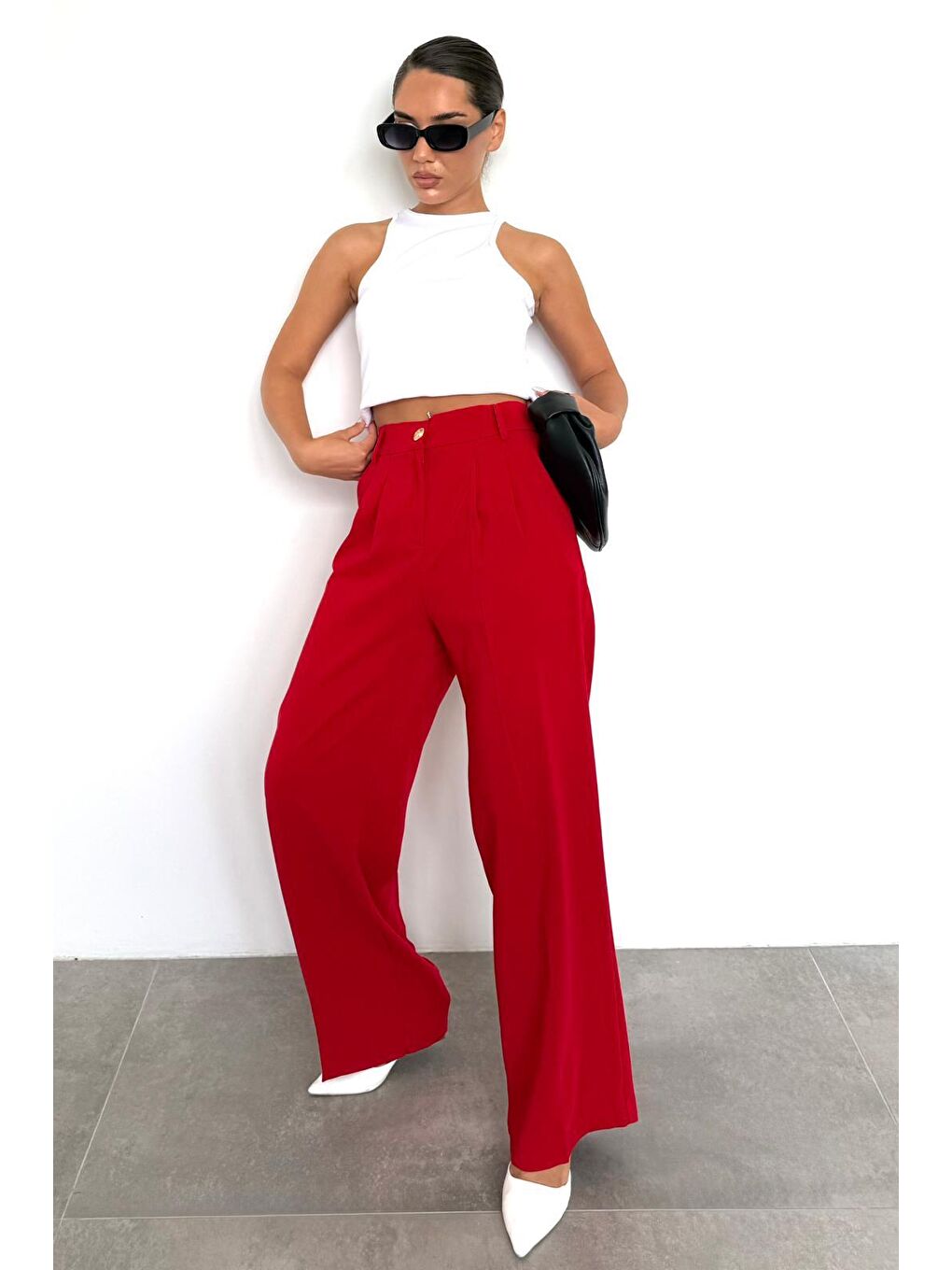 Kırmızı Kadın Palazzo Pantolon Mg2525-5