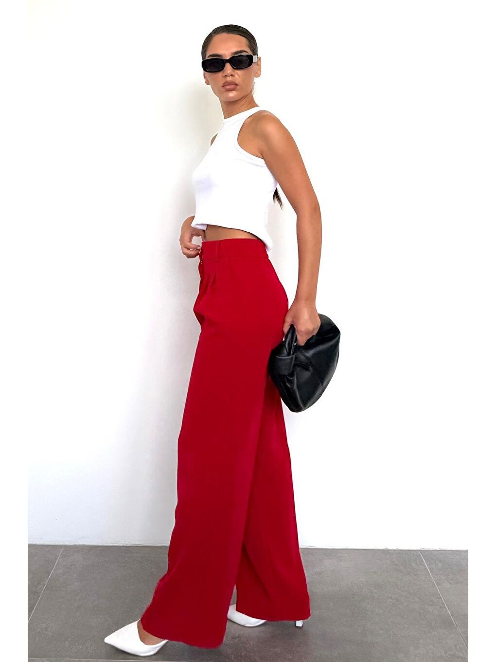 Kırmızı Kadın Palazzo Pantolon Mg2525-6