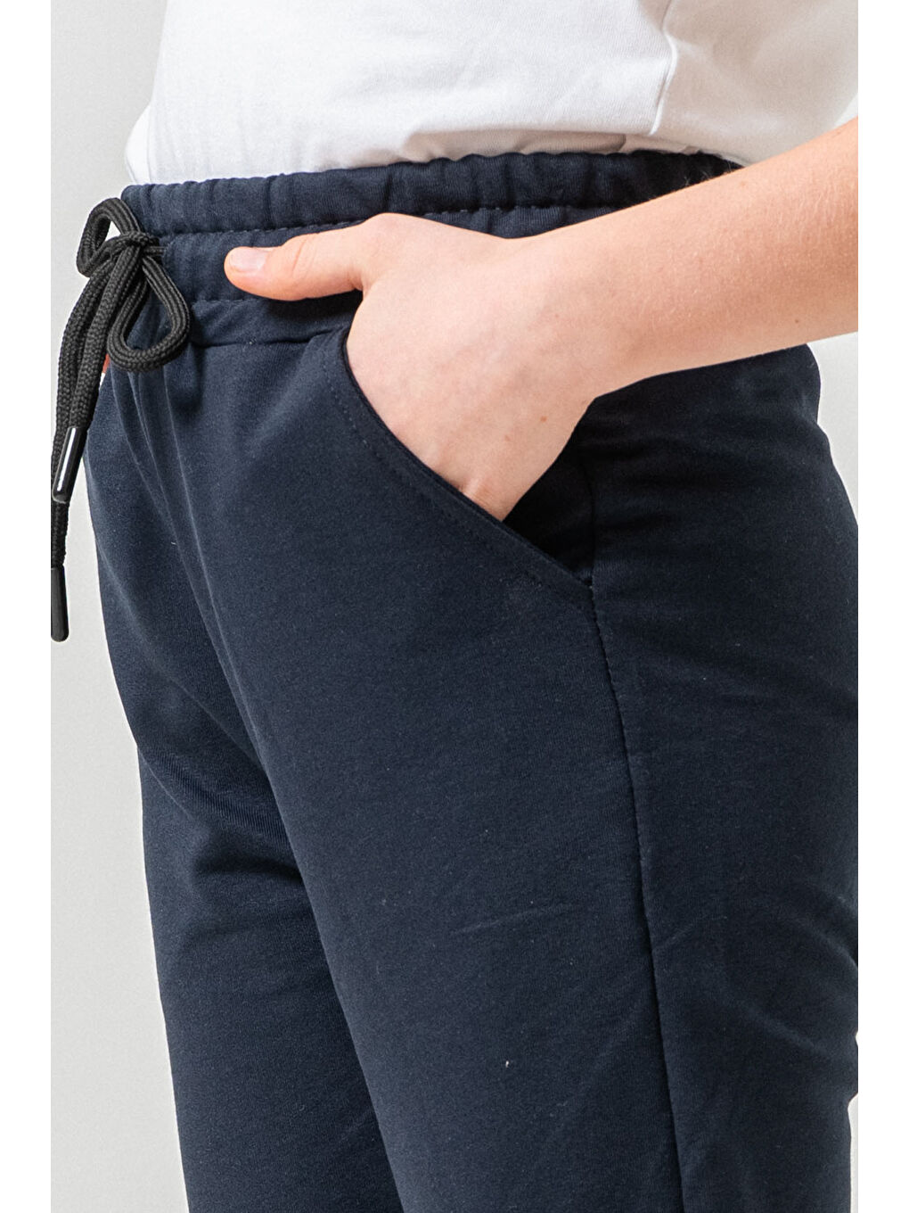 Gri Erkek Çocuk Füme Beli Lastikli 7-13 Yaş Jogger Eşofman Alt - 65134-4-1