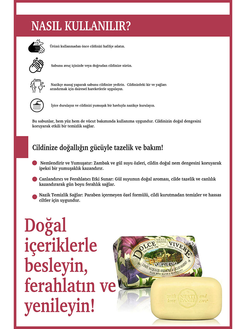 Dolce Vivere Portofino Katı Sabun 250 gr | Nemlendirici ve Yumuşatıcı | Zambak, Gül Suyu-3