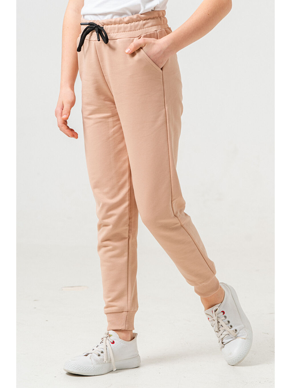 Bi&Em Smile Kız Çocuk Bej Beli Lastikli 7-13 Yaş Jogger Eşofman Alt - 65134-5 - 3