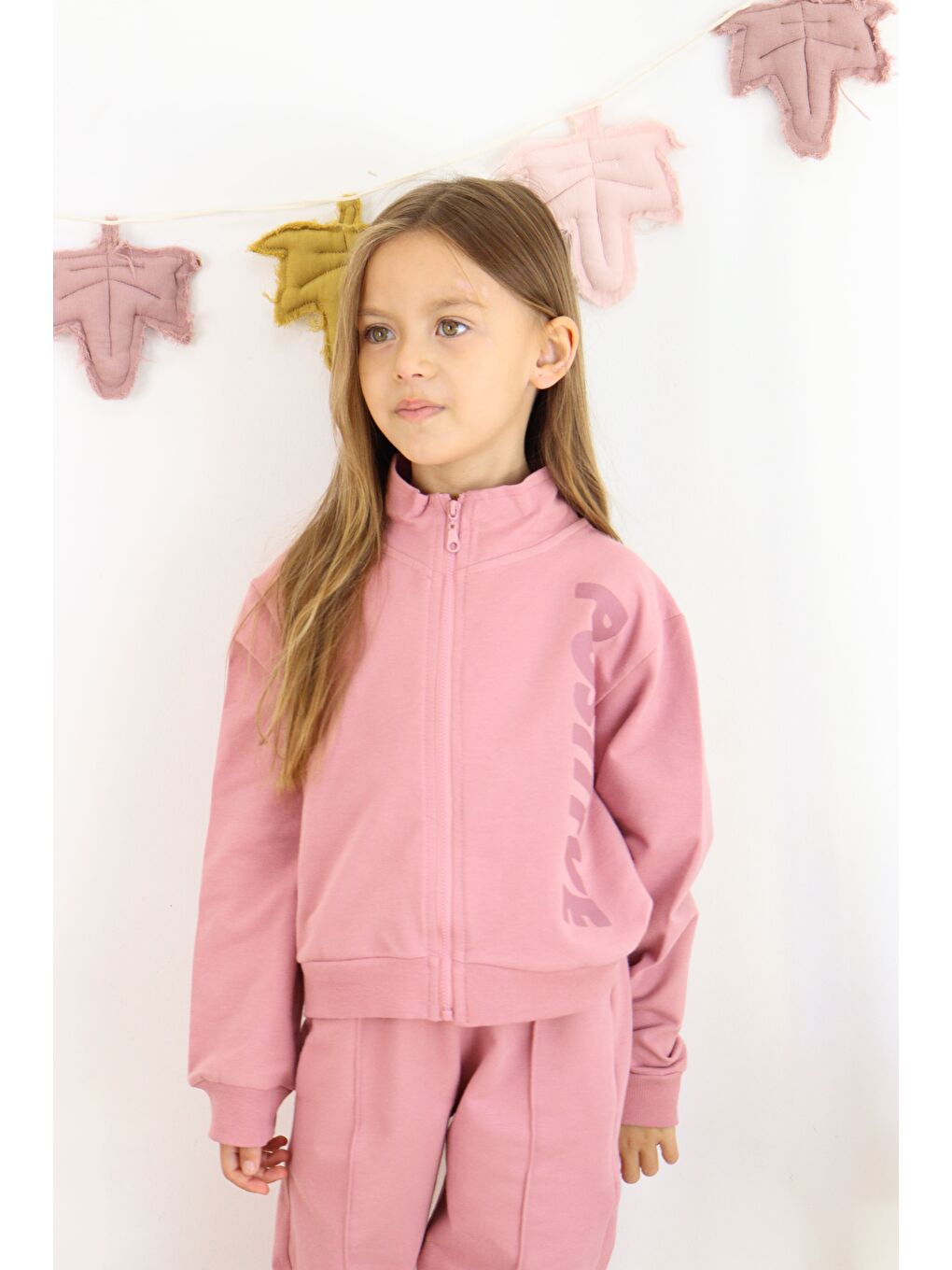 Harika KIDS Pembe Kız Çocuk Paça Ribana Model Fermuarlı Eşofman Takımı - 2