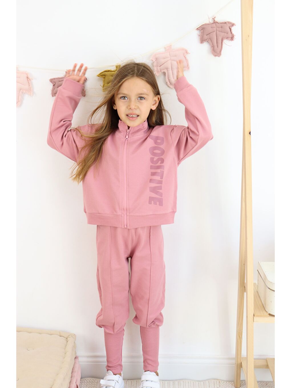 Harika KIDS Pembe Kız Çocuk Paça Ribana Model Fermuarlı Eşofman Takımı - 3