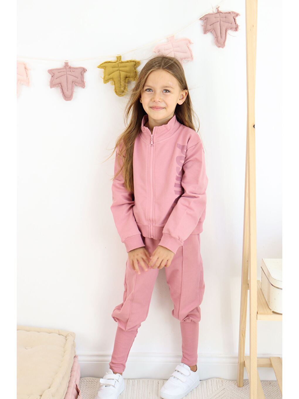 Harika KIDS Pembe Kız Çocuk Paça Ribana Model Fermuarlı Eşofman Takımı - 4