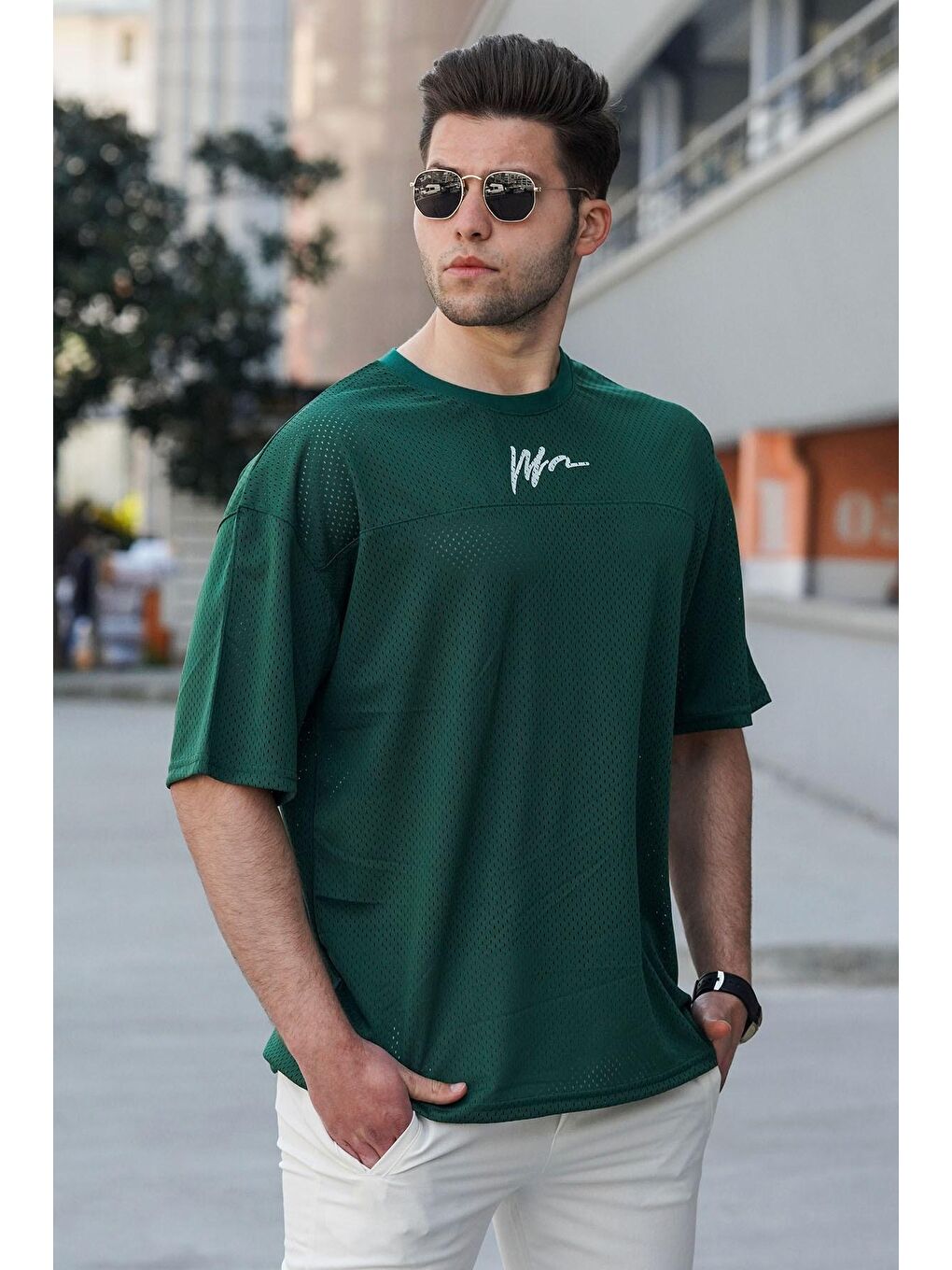 Yeşil Oversize Erkek Tişört 5233-1