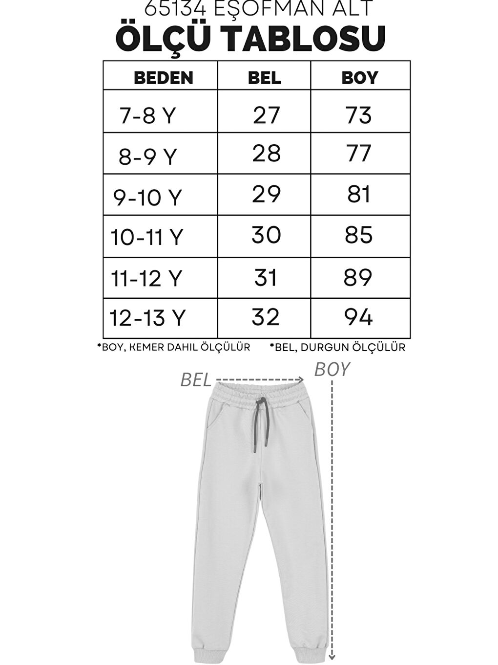 Bi&Em Smile Kız Çocuk Mercan Beli Lastikli 7-13 Yaş Jogger Eşofman Alt - 65134-6 - 4