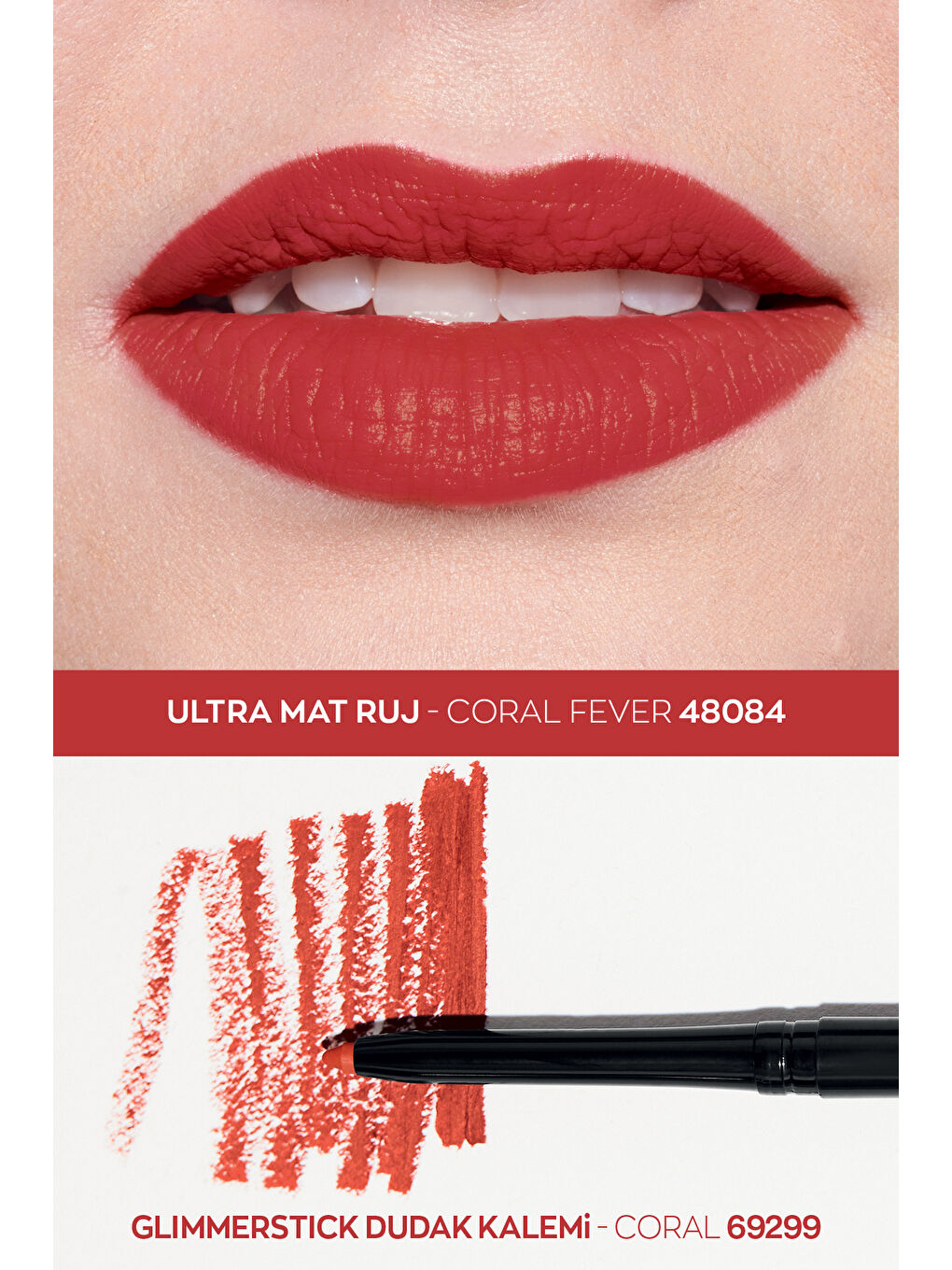 Ultra Mat Ruj Coral Fever ve Glimmerstick Dudak Kalemi Coral Paketi-1