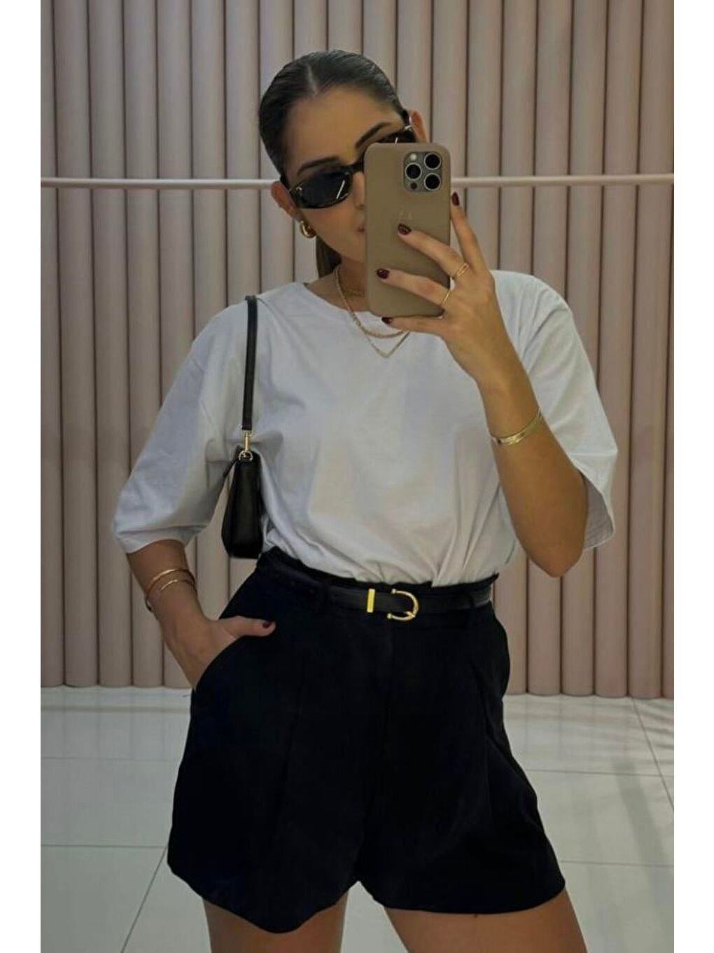 Siyah Yüksek Bel Wed Leg Pileli Kadın Mini Şort Mg2537-1