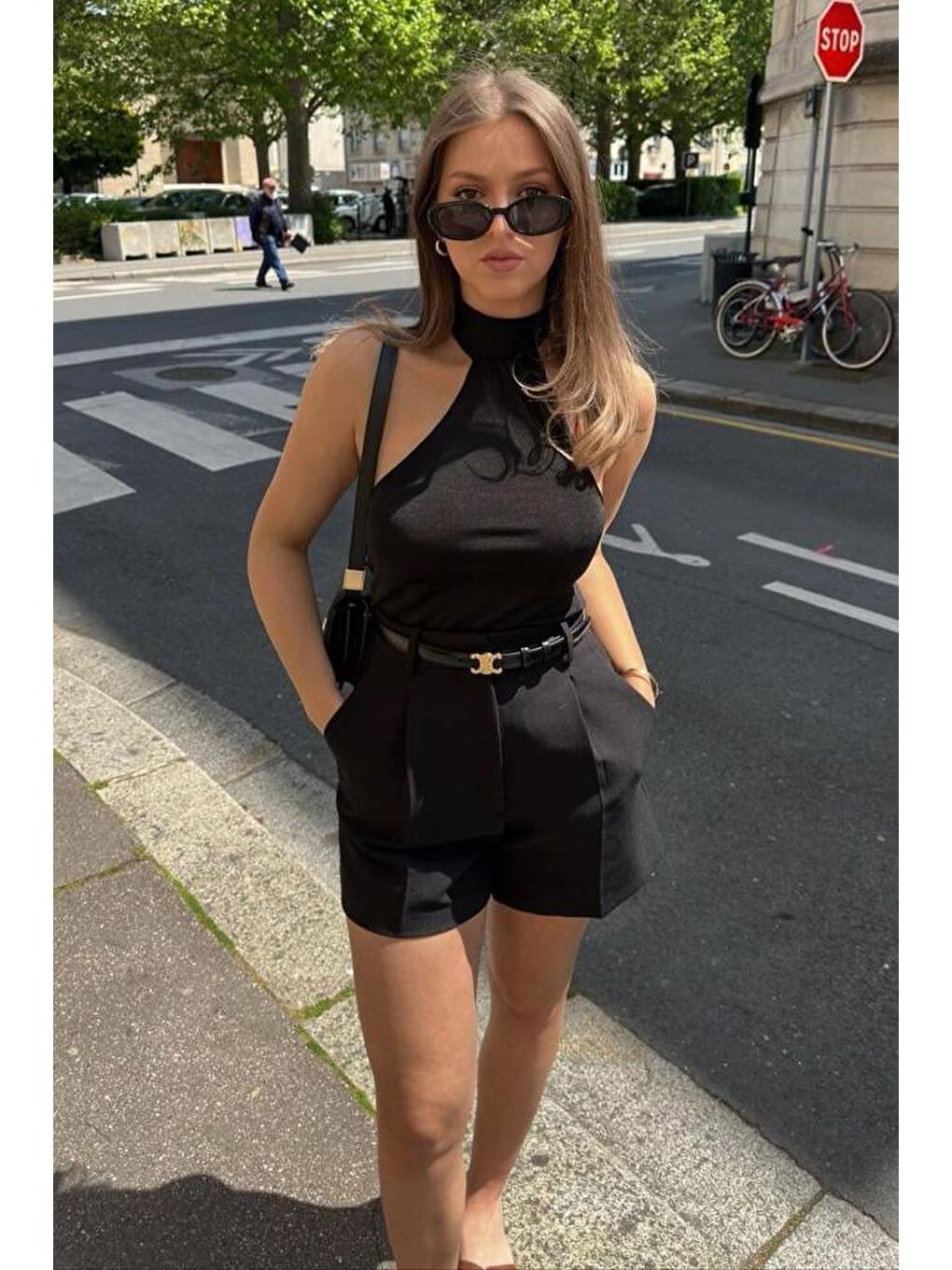 Siyah Yüksek Bel Wed Leg Pileli Kadın Mini Şort Mg2537-3