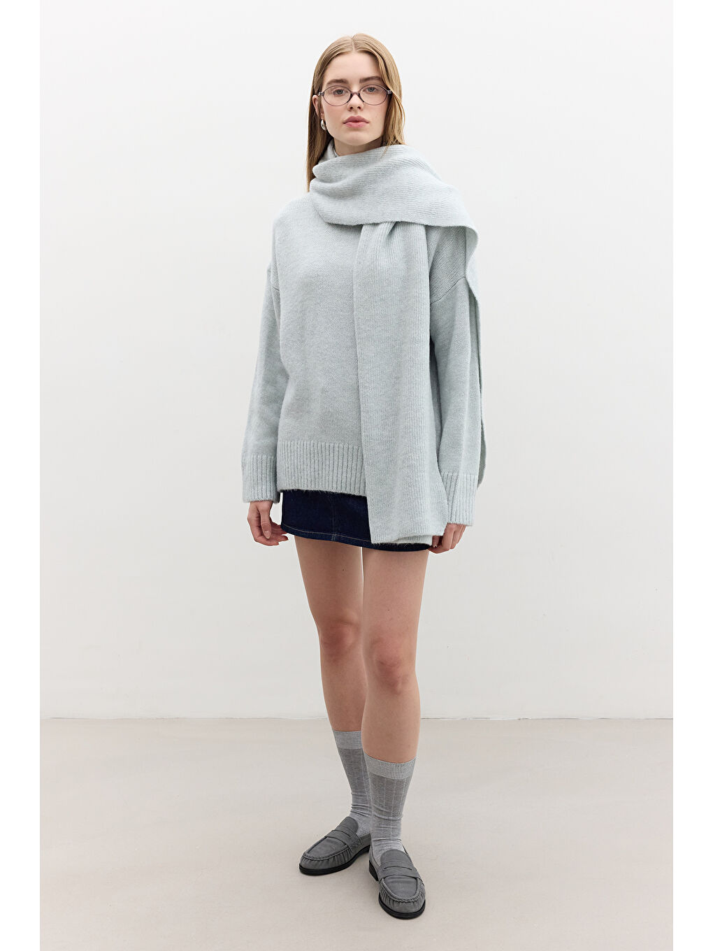 Oversize Yumuşak Kazak Mavi