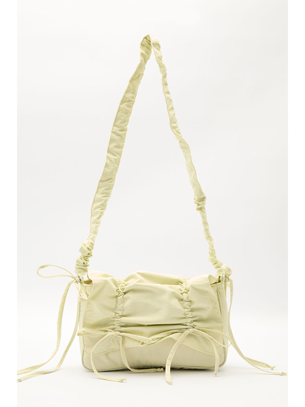 Büzgü Detaylı Omuz Çantası Sarı-3