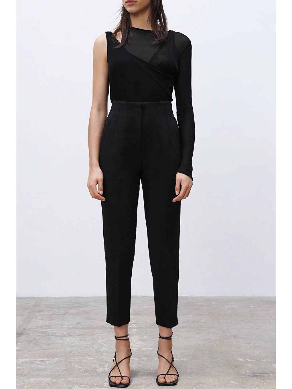 Siyah Önü Biyeli Yüksek Bel Kadın Pantolon Mg2425-2