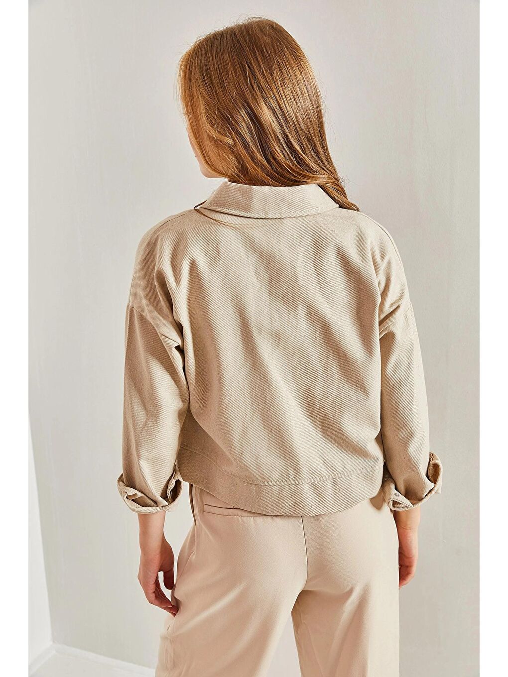 Bej Kadın Çift Cepli Gabardin Ceket-3