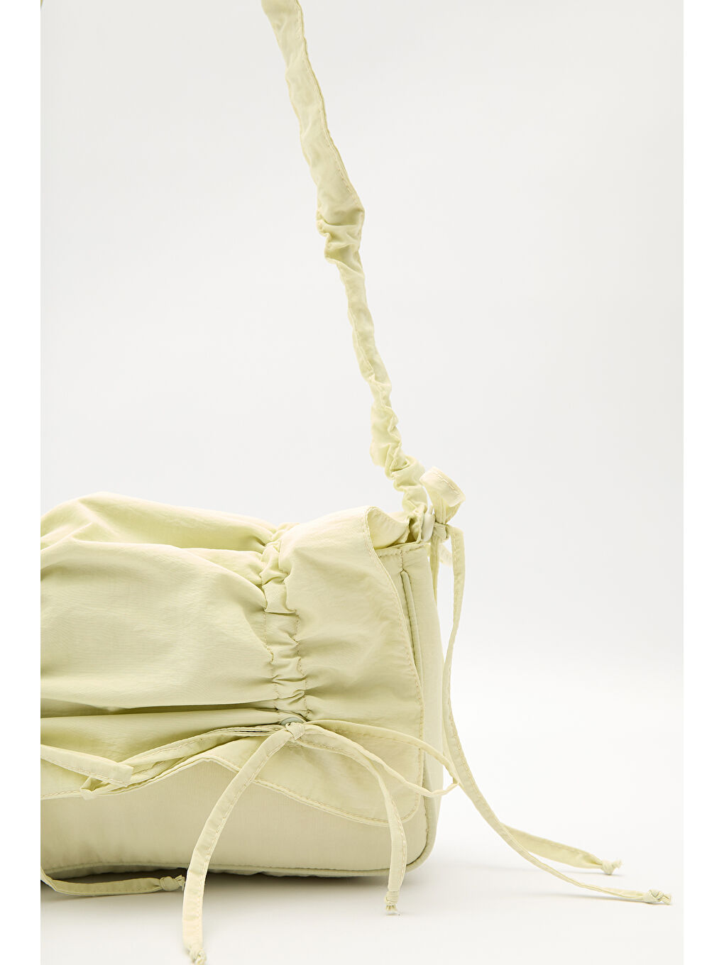 Büzgü Detaylı Omuz Çantası Sarı-5