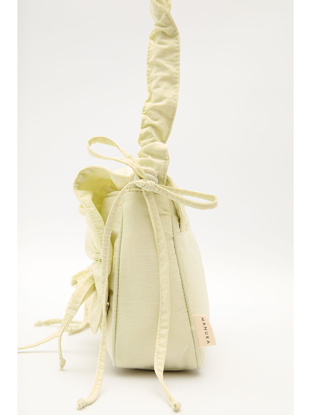 Büzgü Detaylı Omuz Çantası Sarı-6