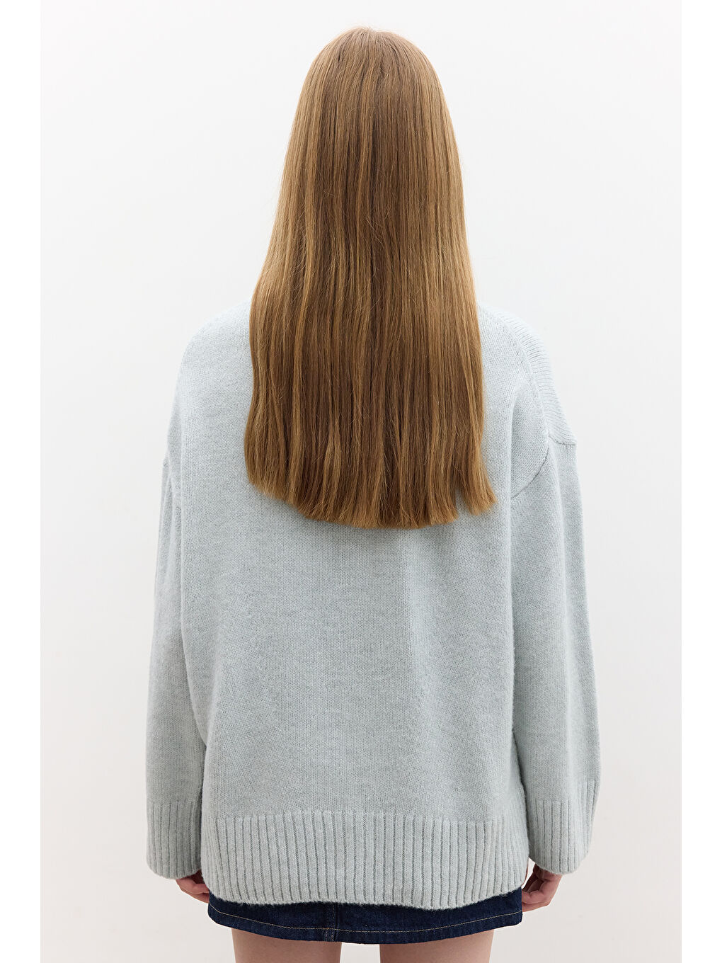 Oversize Yumuşak Kazak Mavi-7