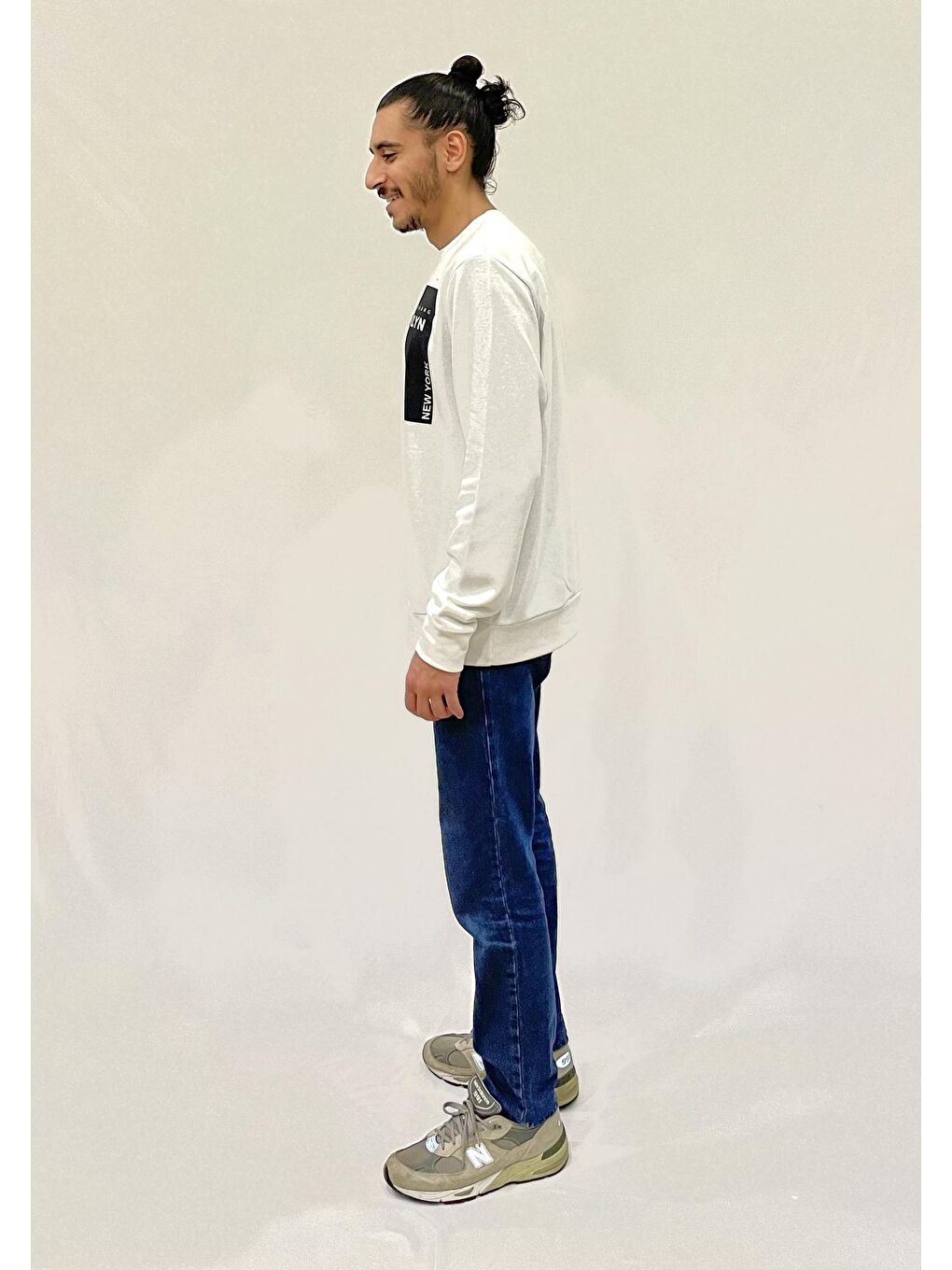 Süperlife Ekru Erkek Bisiklet Yaka Rahat Kalıp 3 iplik Kalın W.Brooklyn Baskılı Sweatshirt SPR24SW31 - 2