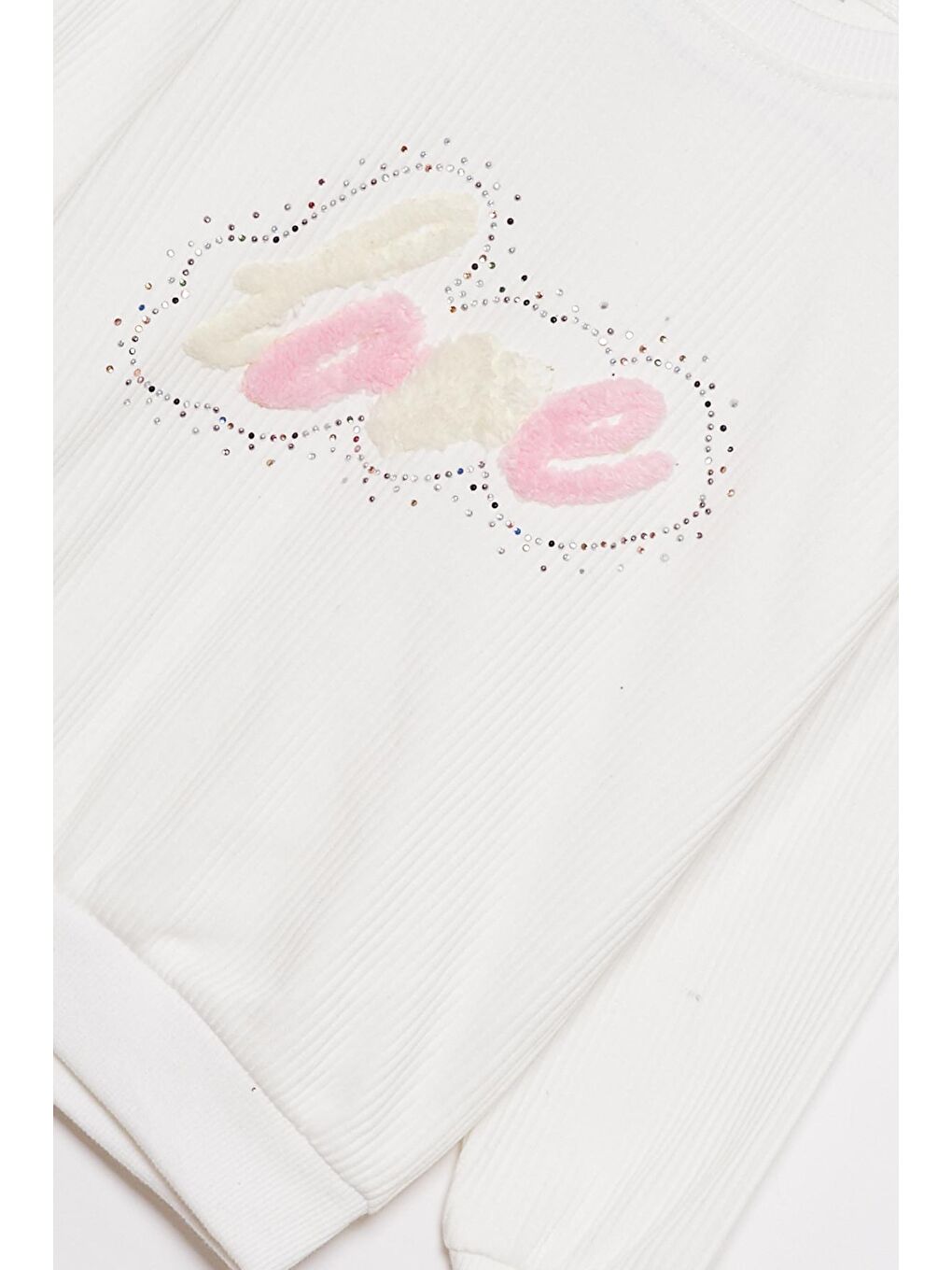 Beyaz Love Baskılı Fitilli Kız Bebek Takım-4