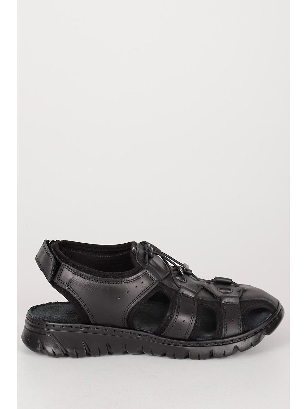 Siyah Hakiki Deri Erkek Sandalet 42670-3