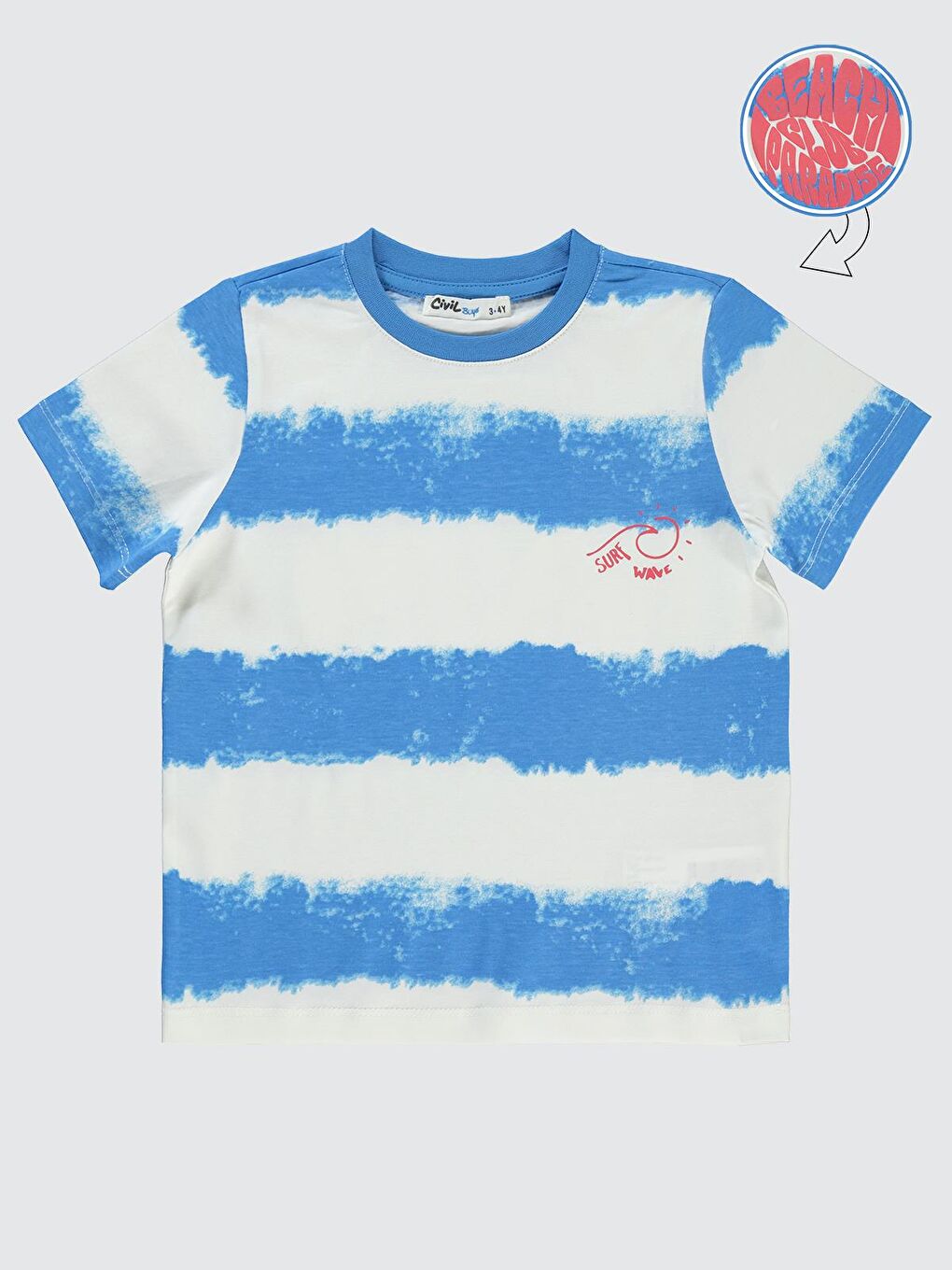 Boys Surf Wave Baskılı 2-5 Yaş Tişört - Mavi 5-6 Yaş