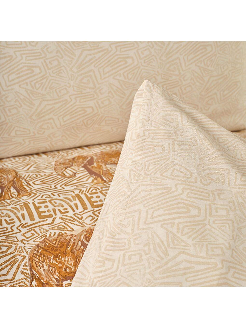 %100 Pamuk Saten Marlin King Size Nevresim Seti Kahverengi-4