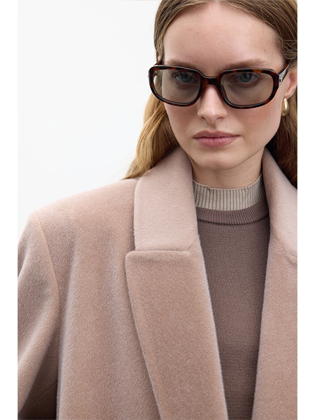 Bej Kemerli Uzun Kaşe Kaban Vizon-6